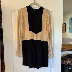 Twelfth Street by Cynthia Vincent Black and Cream silk romper